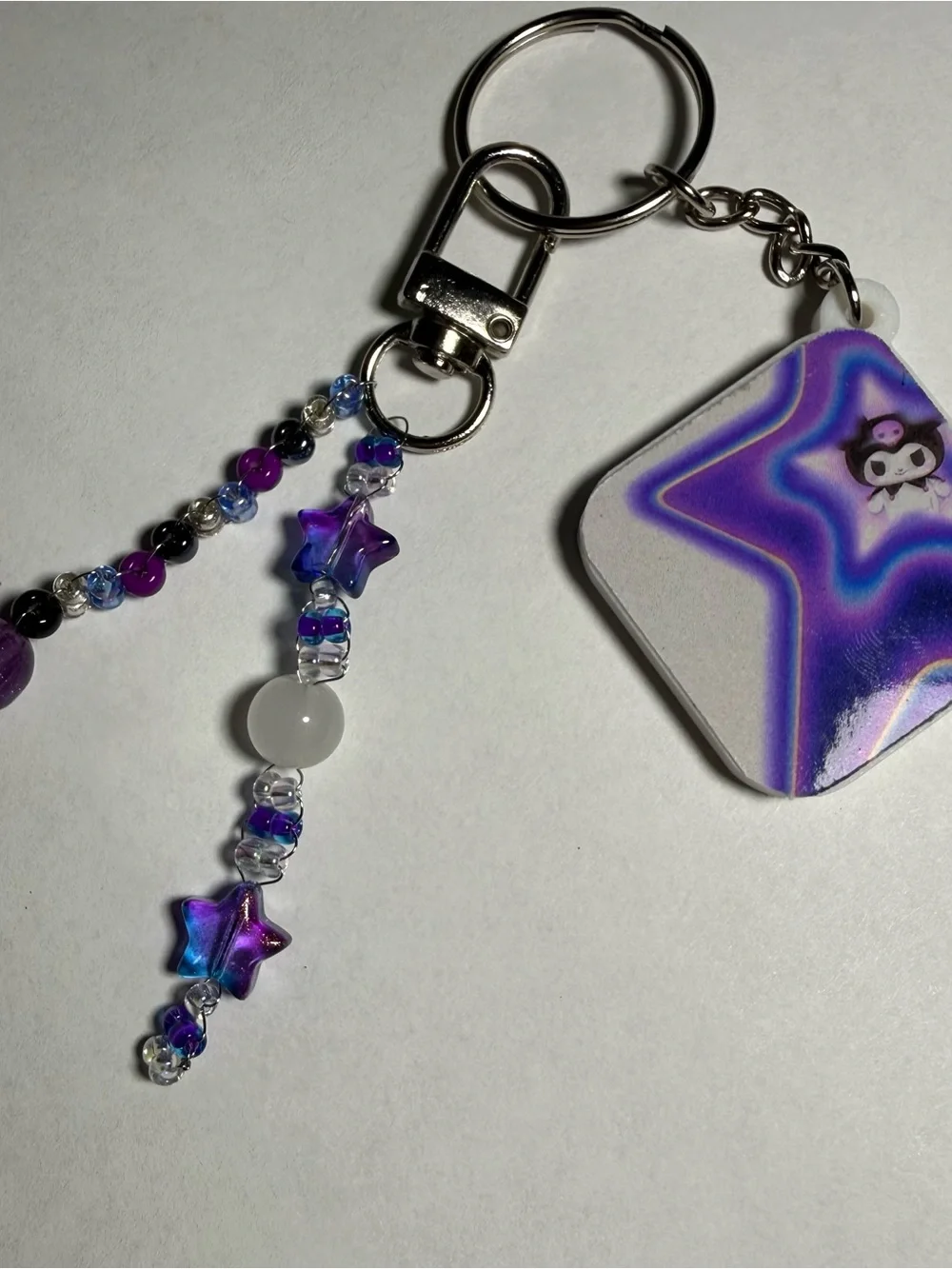 Purple Star Bead Keychain Charm - Women Accessories